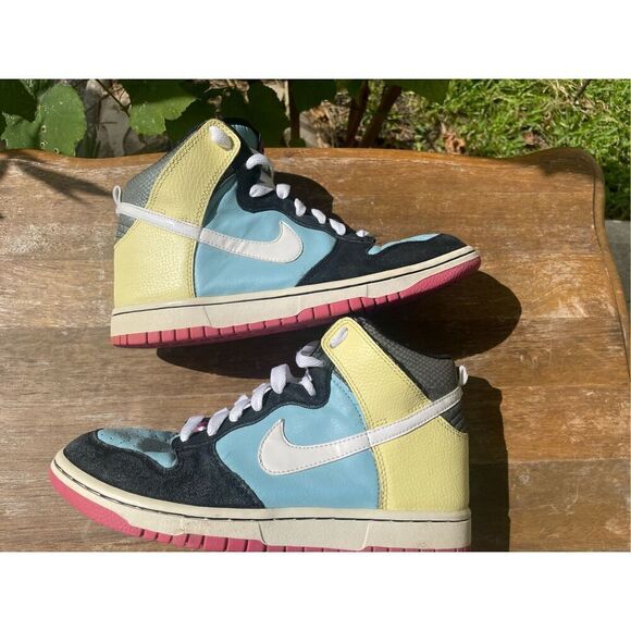 Nike Dunk High 6.0 Yellow Blue Casual Shoes Sneakers Women's Size 8 - Picture 9 of 11